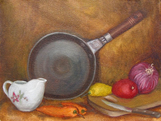 bodegon para un saltado Oil Canvas Still Life Paintings