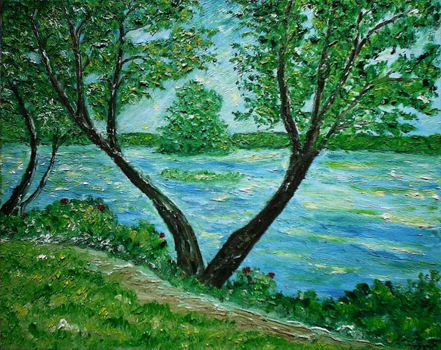 El lago azul Oil Canvas Landscaping