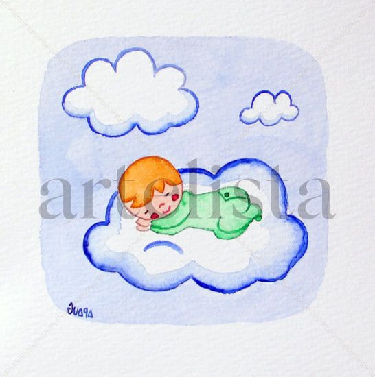 Durmiendo en las nubes Watercolour Paper Landscaping