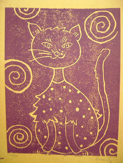 Gato Linograbado