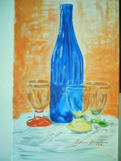 Botella blue... Oil Canvas Still Life Paintings