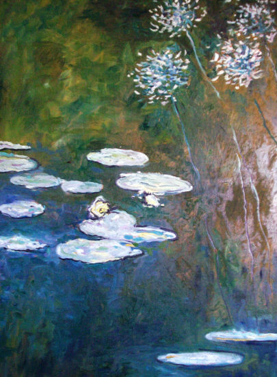 ninfas en homenaje a Monet Oil Panel Landscaping