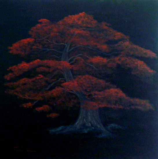 BONSAI Oil Panel Floral Painting