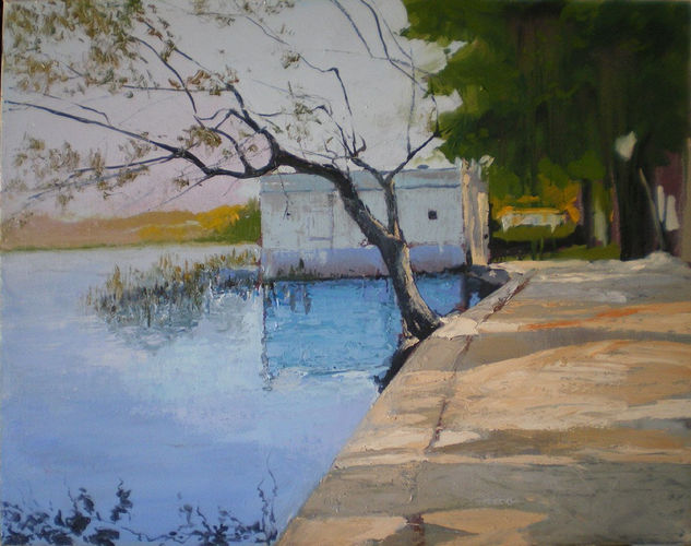 Calma -Llac de Banyoles- Oil Canvas Landscaping