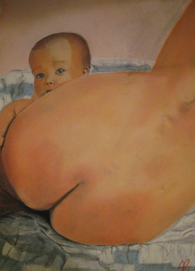 pieles de albaricoque Pastel Canvas Nude Paintings