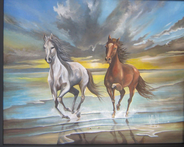 romance en movimiento Oil Canvas Animals