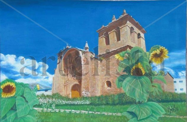 La iglesia de mi pueblo "PUTINA - PUNO" Óleo Lienzo Paisaje