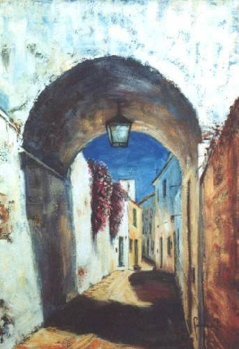 Calle con farol Oil Canvas