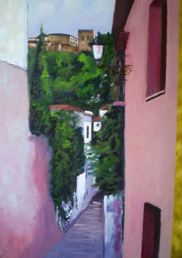 Callejon con vista a la Alhambra-Granada