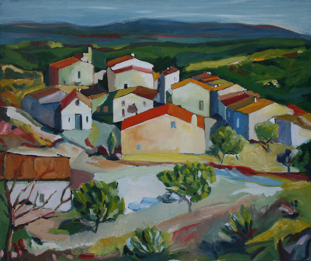 Vista del poble Oil Canvas Landscaping