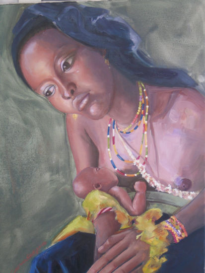 Maternidad Oil Canvas Figure Painting