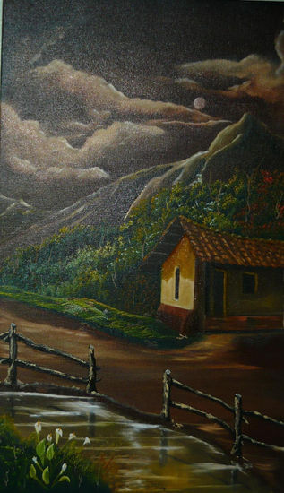 Anochece el el campo Oil Canvas Landscaping