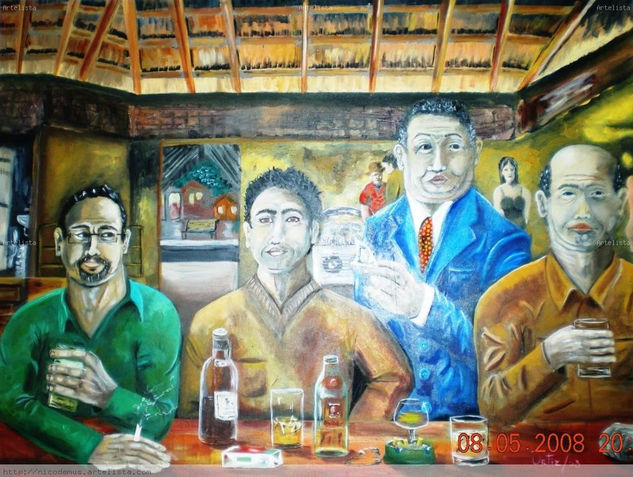 el bar de lola Oil Canvas Figure Painting