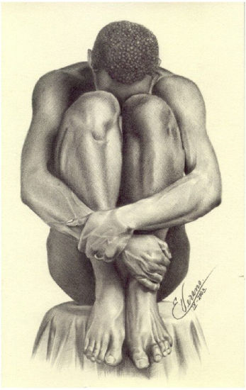 DESNUDO Hombre negro Grafito