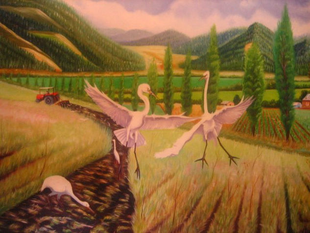 paisaje de mi pueblo Oil Canvas Landscaping