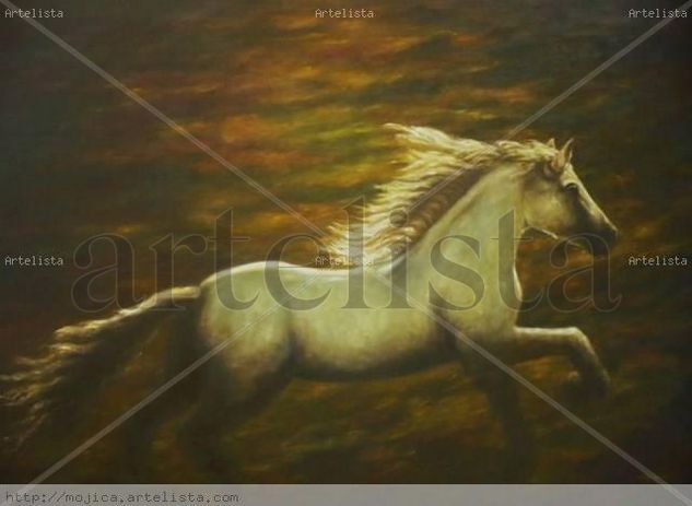 GALOPANDO CON LUZ DE LUNA Oil Canvas Animals