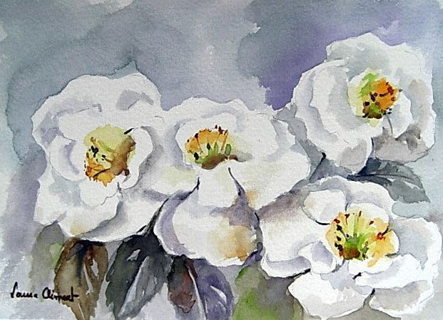 Rosas blancas Watercolour Paper Floral Painting