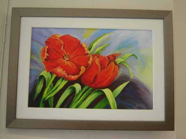 TULIPANES ROJOS Oil Canvas Floral Painting