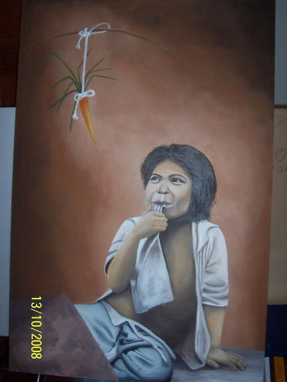 La Pobresa con Hambre Acrylic Canvas Figure Painting