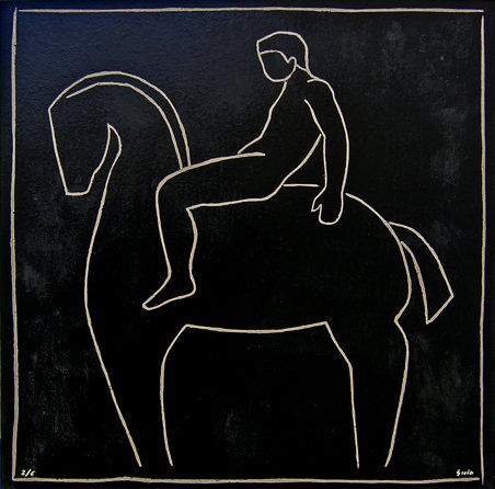 Muchacho a caballo Woodcut