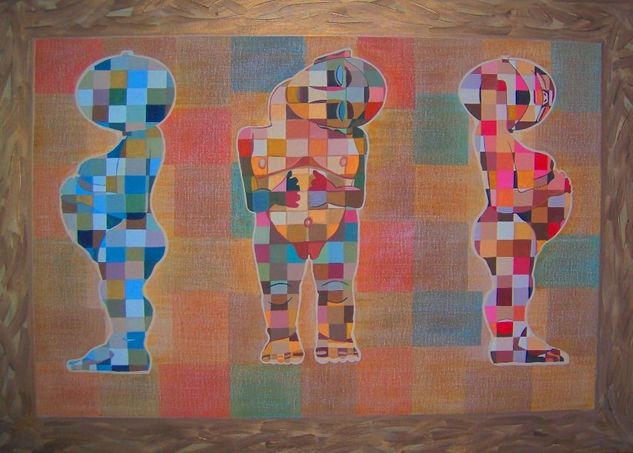 Ex-voti Acrylic Textile Figure Painting