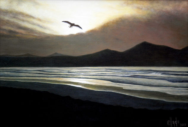 Dorado atardecer Oil Canvas Marine Painting