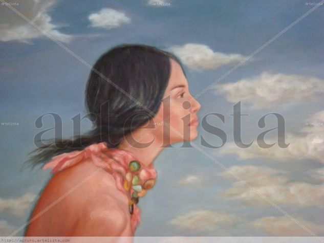 Mujer y nubes Óleo Tabla Figura