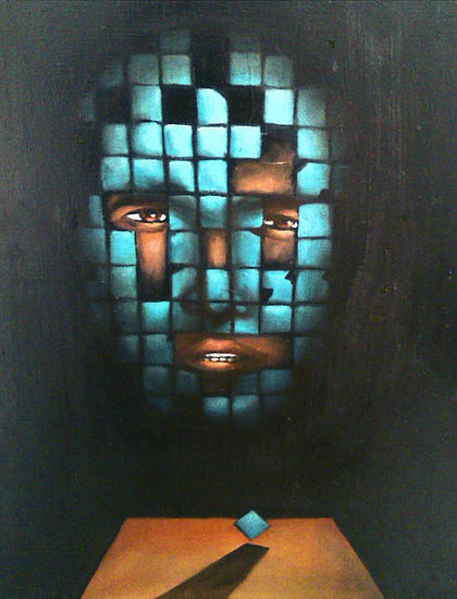 EL PASADO SE CAE Oil Panel Portrait