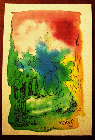 En el bosque Watercolour Paper Landscaping
