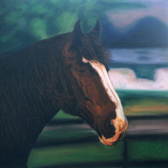 Caballo castaño Oil Canvas Animals