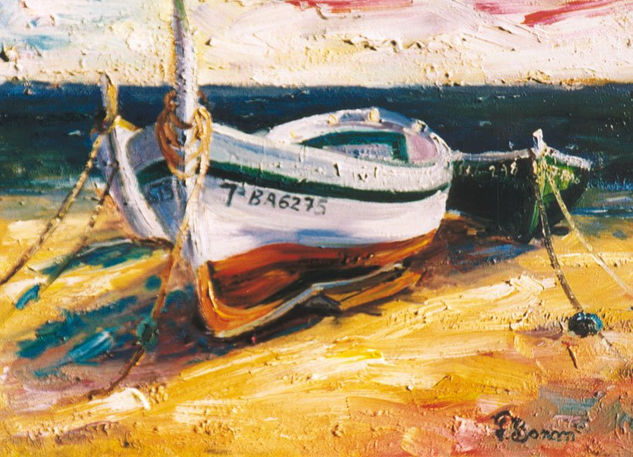 Barques de Cadaqués - Barcas de Cadaqués Oil Canvas Marine Painting