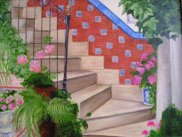 La escalera del patio Oil Canvas Landscaping