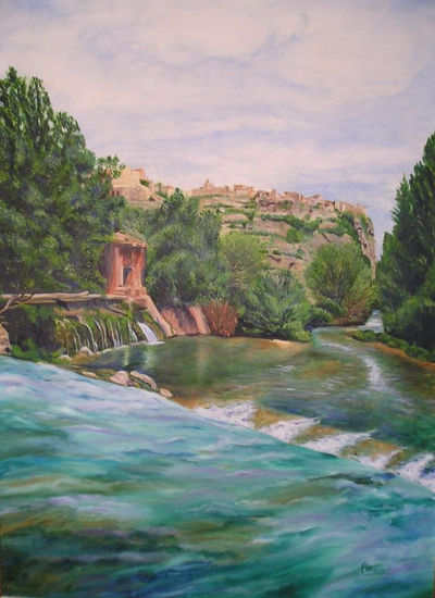 Rio Mundo a su paso por Liétor(92 x 65) Oil Canvas Landscaping