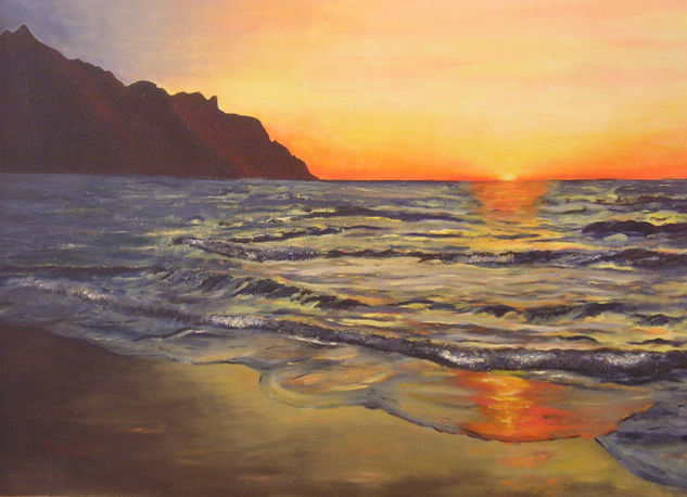 Puesta de sol (Canarias) Oil Canvas Marine Painting