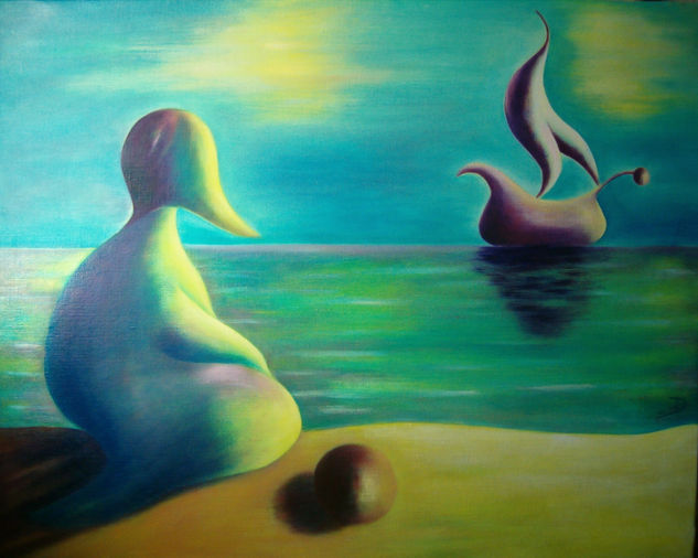 La sirena y el mar Oil Canvas Landscaping