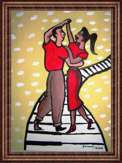 Bailando un Solo de piano Acrylic Canvas Figure Painting