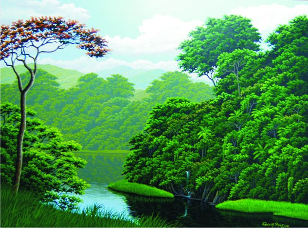 "Bosque de Turrialba" Acrílico Lienzo Paisaje