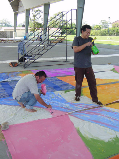 PINTANDO EN CUMBRE TAJIN CON PINTORES DE EL D.F. Y DE COLOMBIA 