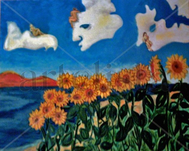 soñando entre girasoles Oil Canvas Landscaping