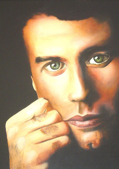 travolta Oil Canvas Portrait