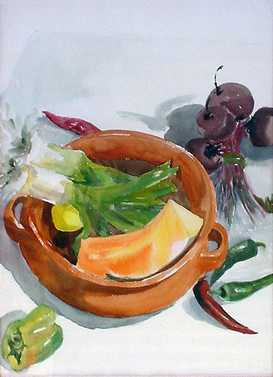 Pa' la olla Watercolour Paper Still Life Paintings