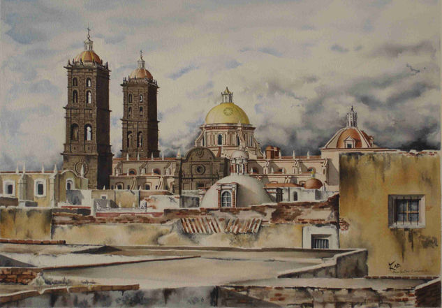 CATEDRAL PUEBLA DE LOS ANGELES Watercolour Paper Landscaping