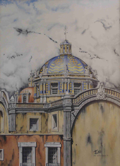 Iglesia de San Jóse Puebla de los Angeles Watercolour Paper Landscaping