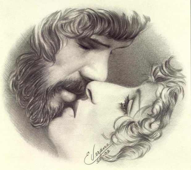 Perfil doble Barbra Streissand y Kris Kristofferson Graphite