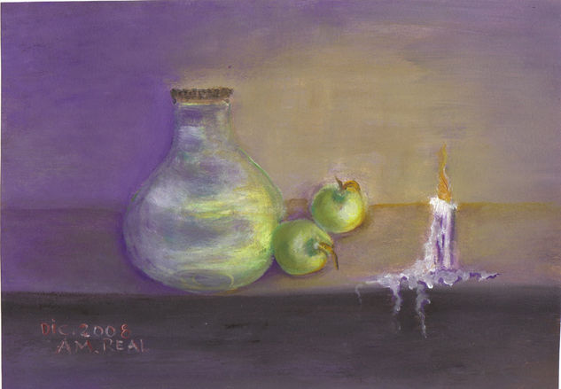 Botellón con manzanas Oil Card Still Life Paintings