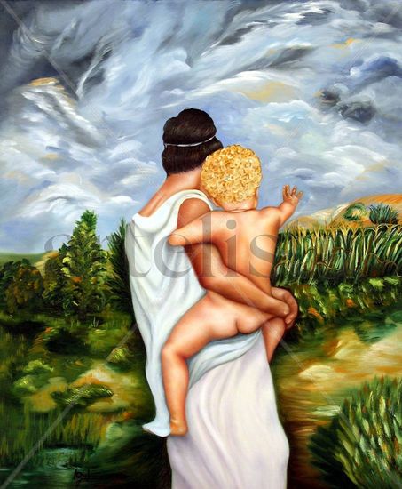 "De paseo" Oil Canvas Figure Painting