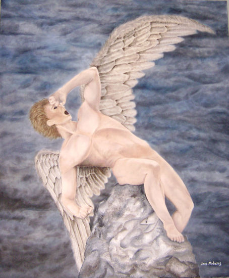 Angel caido Óleo Lienzo Desnudos