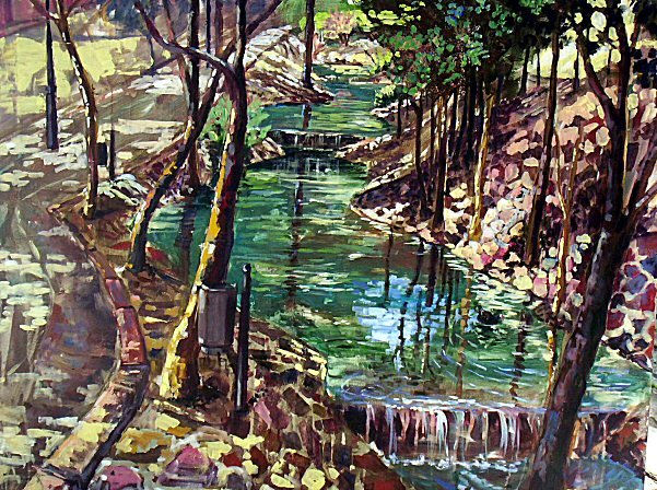 Arroyo en el Parque - Griñón Acrylic Canvas Landscaping