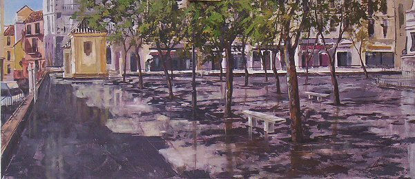 Plaza de la Merced Mixed media Panel Landscaping