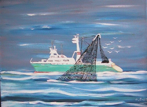 Barco faenando Oil Canvas Landscaping